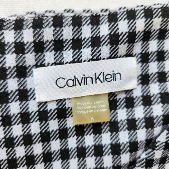 Calvin Klein Black & White Gingham Checkered Sleeveless Jumpsuit Fall Work - Picture 10 of 14